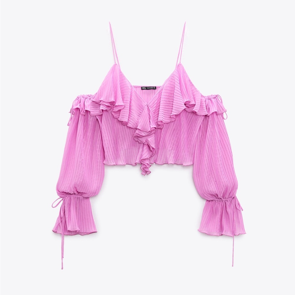 Zara Pink Ruffled Top - Picture 2 of 2